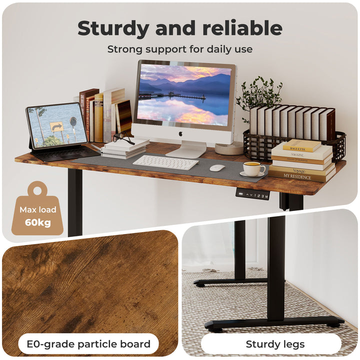 Electric Standing Desk Height Adjustable Gaming Desk 140cm Vintage Oak