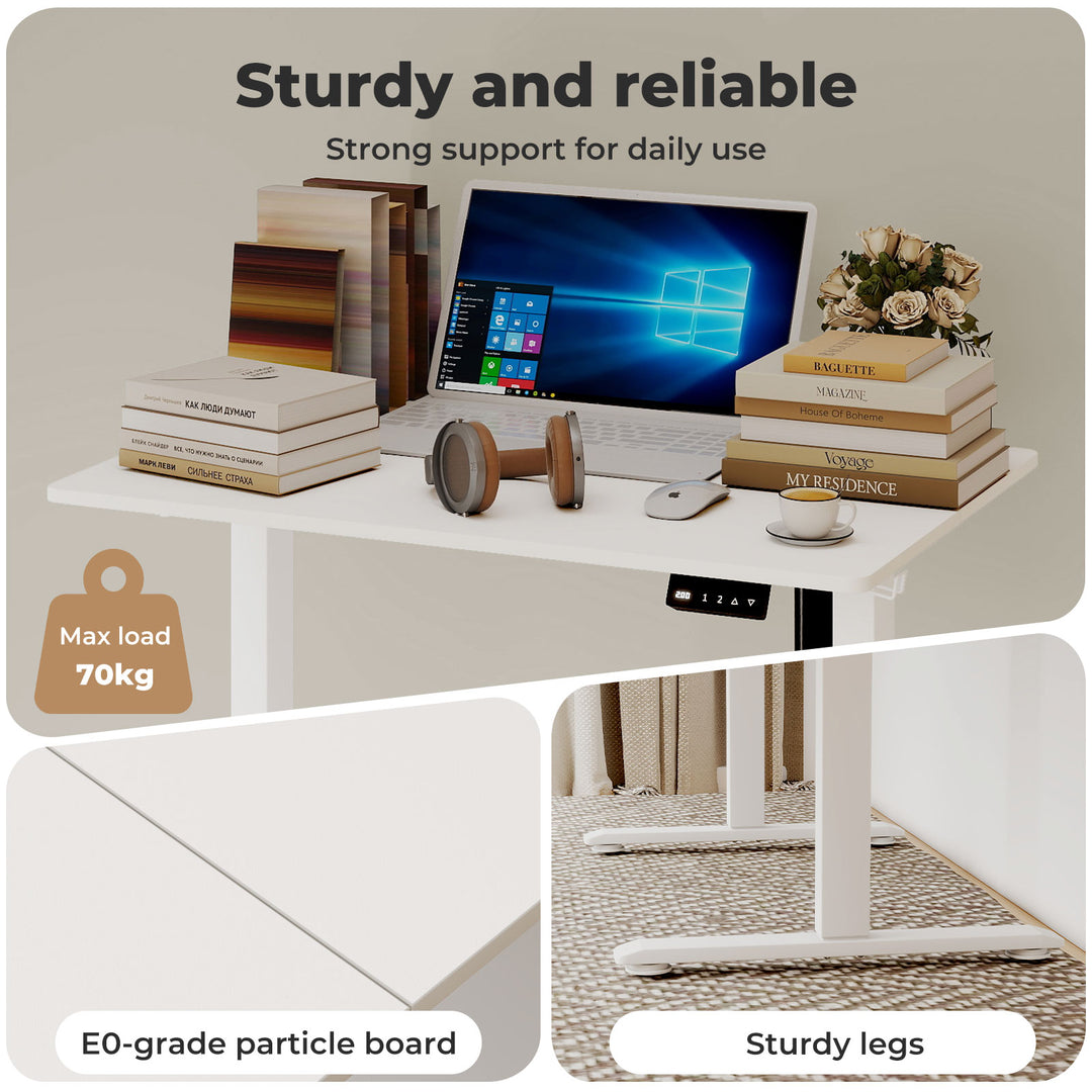 Electric Standing Desk Height Adjustable Gaming Desk Table 80cm White