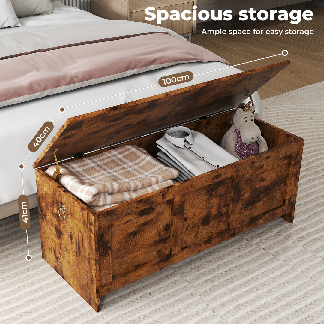 Storage Bench Rustic Wooden Cabinet Chest Table Toy Box Indoor Furniture