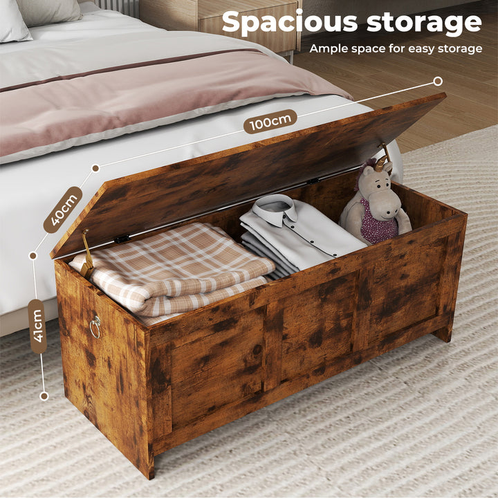 Storage Bench Rustic Wooden Cabinet Chest Table Toy Box Indoor Furniture