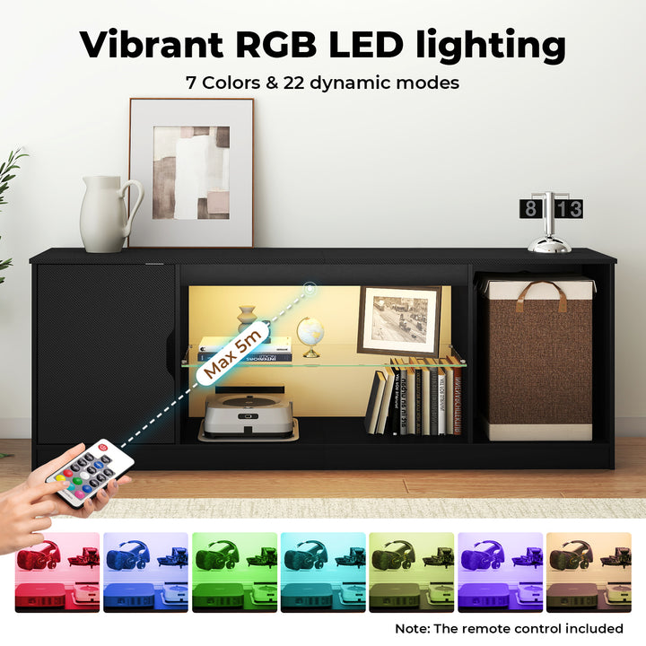 TV Stand Entertainment Unit TV Cabinet Stand Storage with LED Black