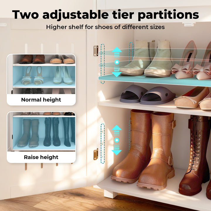 Shoe Cabinet 4-Tier Door Entryway Storage Rack Organizer Cupboard White