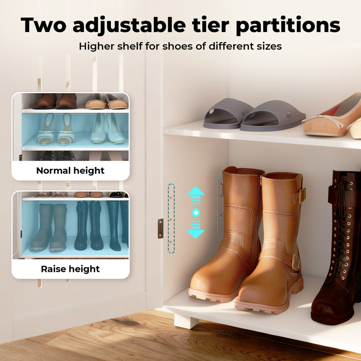 Shoe Cabinet 5-Tier Door Entryway Storage Rack Organizer Cupboard White