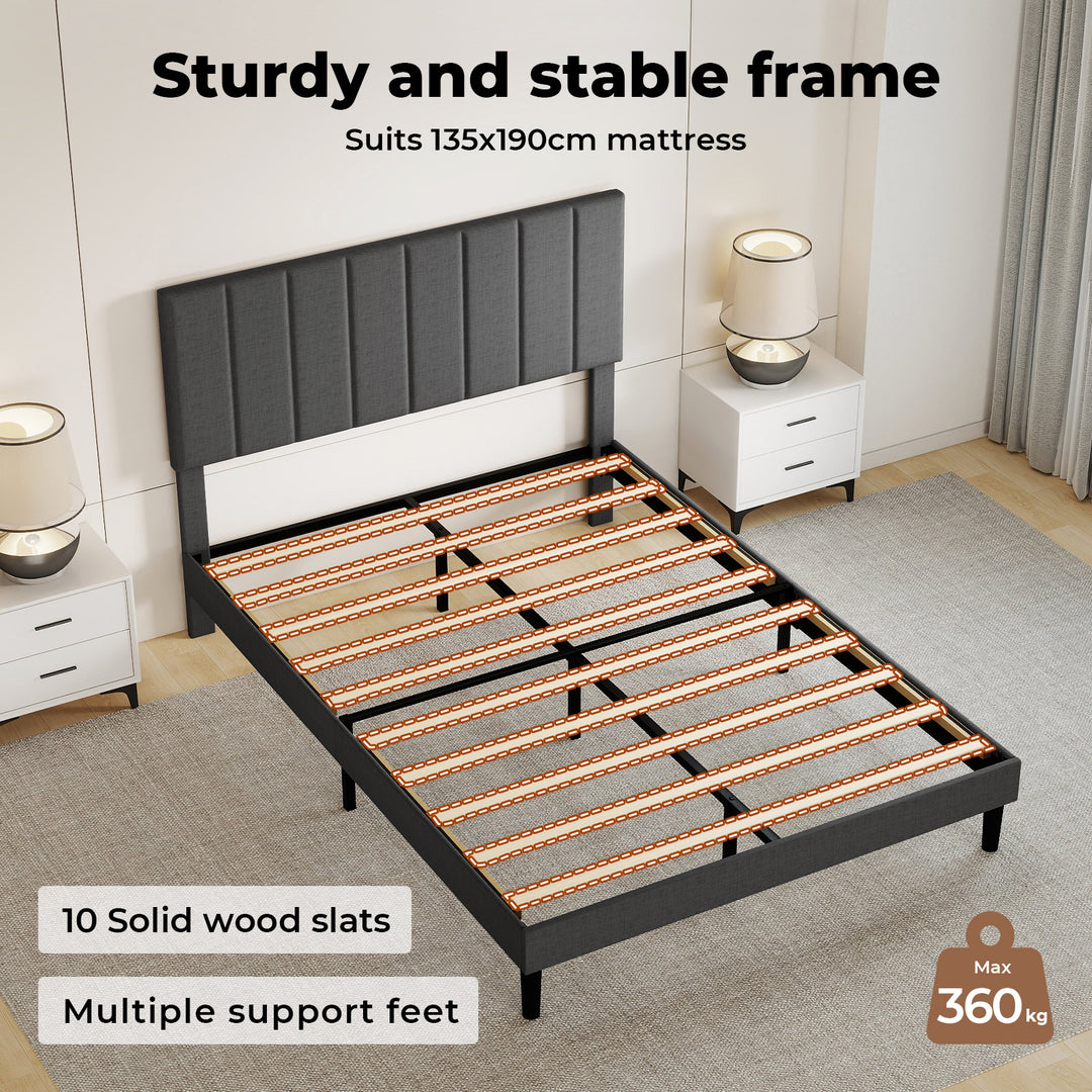 Bed Frame Upholstered Headboard Bedroom Mattress Sturdy Base