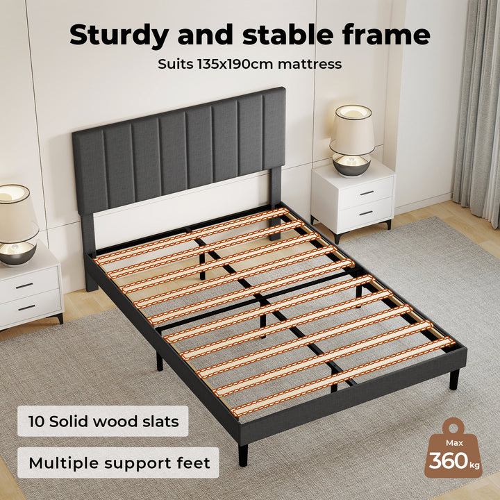 Bed Frame Upholstered Headboard Bedroom Mattress Sturdy Base