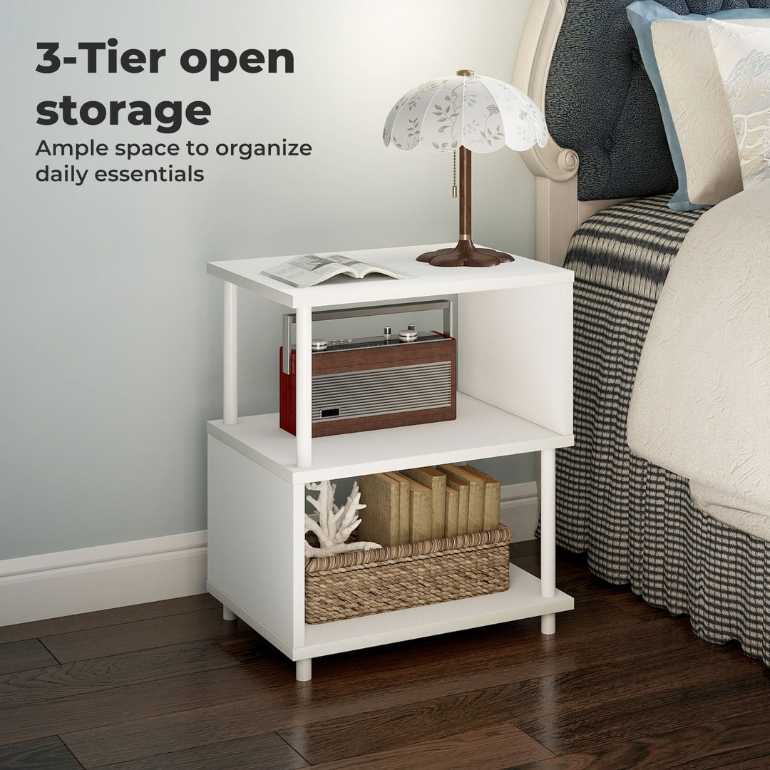Modern Side Table 3‑Tier Storage Bedside Table End Table Living Room