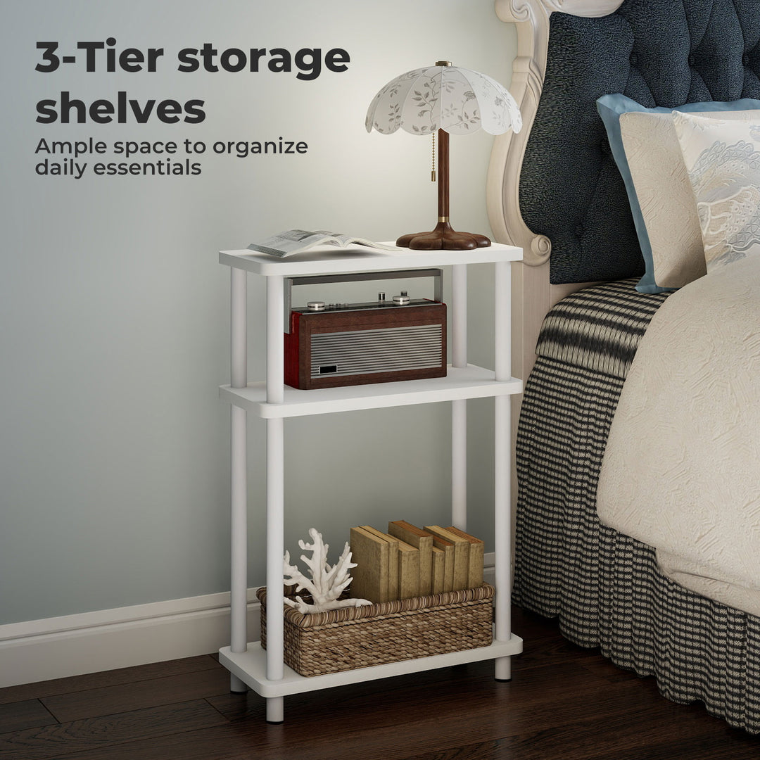 3‑Tier Side Table Bedside Table End Table Storage Shelf Compact White