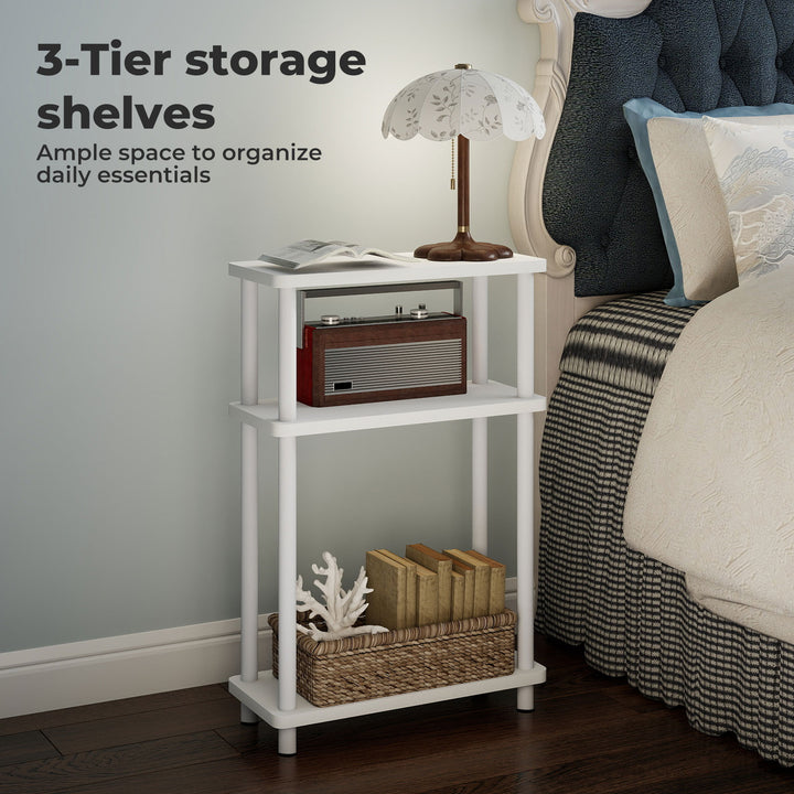 3‑Tier Side Table Bedside Table End Table Storage Shelf Compact White