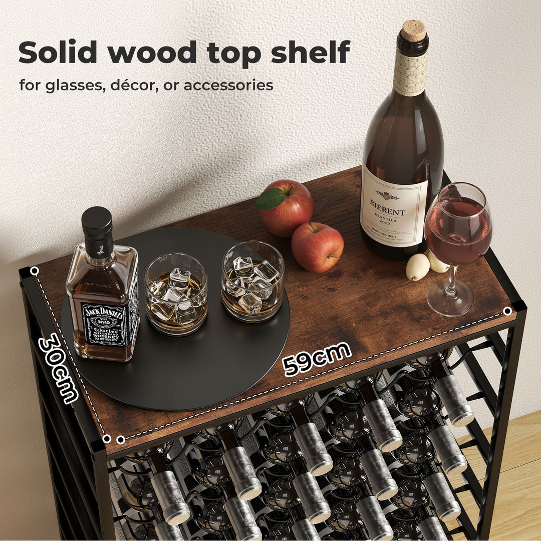 Wine Rack 30 Bottles Free Standing Floor Wooden Top 6 Tiers Wine Shelves