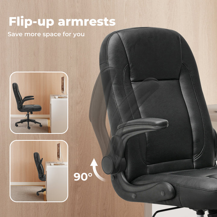 Executive Office Chair Adjustable Height Computer Work PU Leather Seat