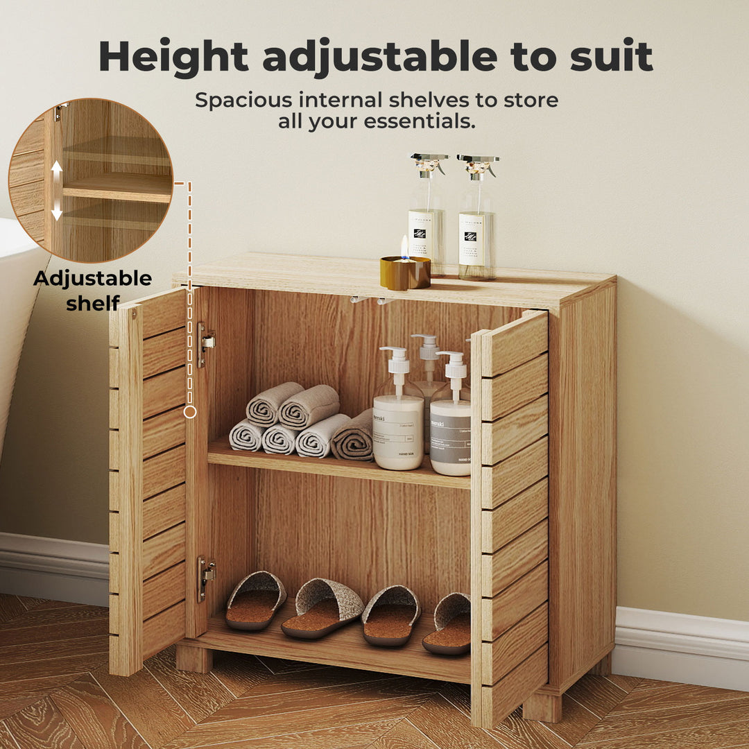 Bathroom Storage Cabinet Freestanding Adjustable Shelf Cupboard Organiser