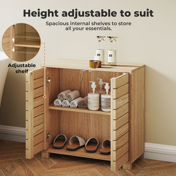 Bathroom Storage Cabinet Freestanding Adjustable Shelf Cupboard Organiser