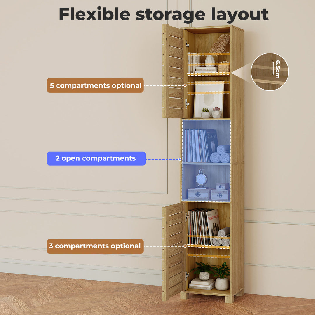 Tall Bathroom Cabinet Storage 165cm Tallboy Adjustable Shelf Cupboard