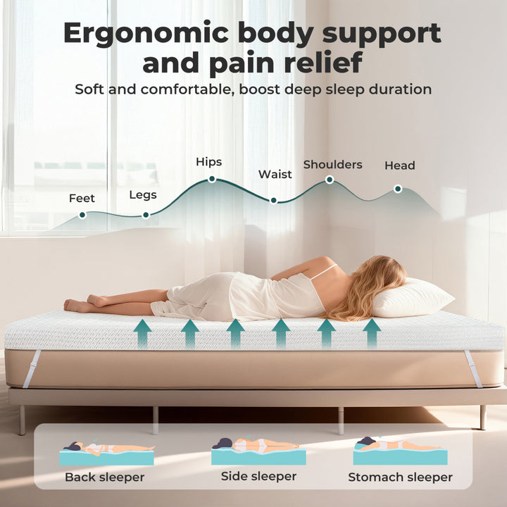 Memory Foam Mattress Topper Dual-layer Airflow Gel Bamboo Cover