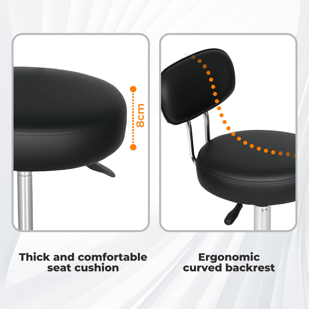 Swivel Office Chair Round Rolling Stools PU Leather Height Adjustable