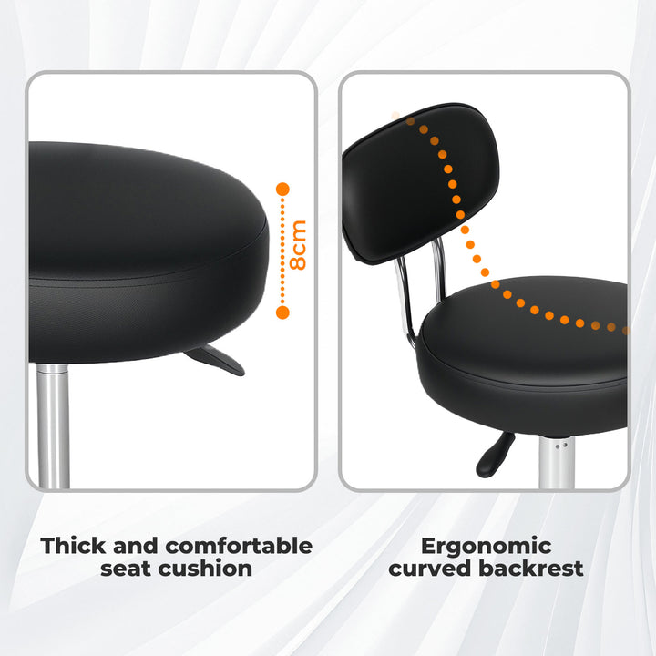 Swivel Office Chair Round Rolling Stools PU Leather Height Adjustable