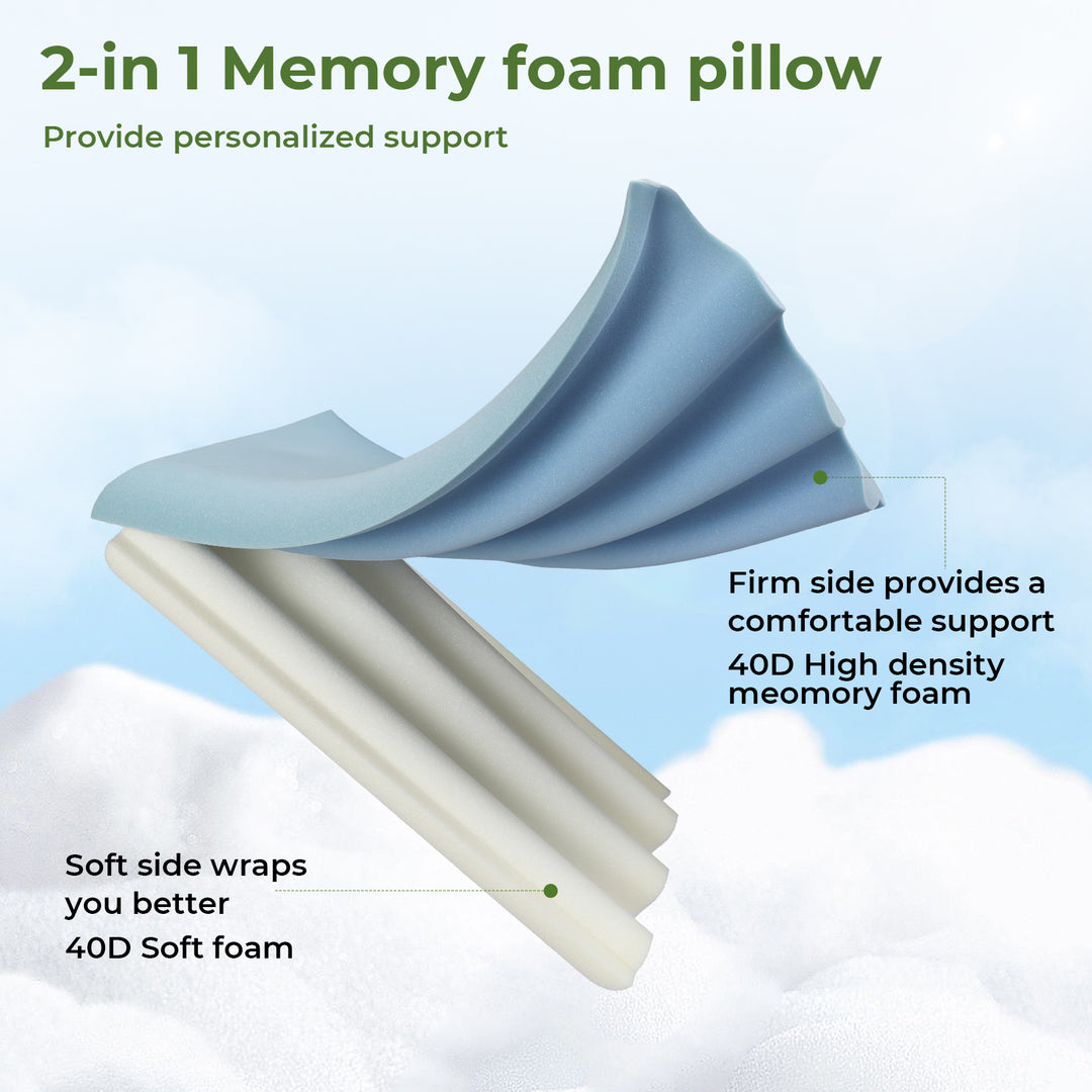 Memory Foam Pillow Double Sided Soft Pillowcase Neck Shoulder Support
