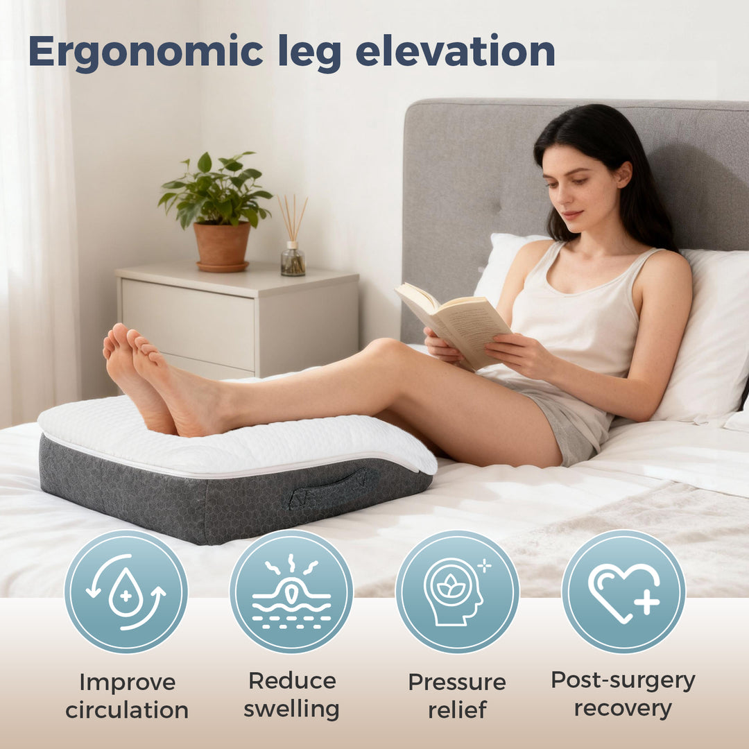 Memory Foam Leg Elevation Pillow Bed Wedge Improve Circulation Support