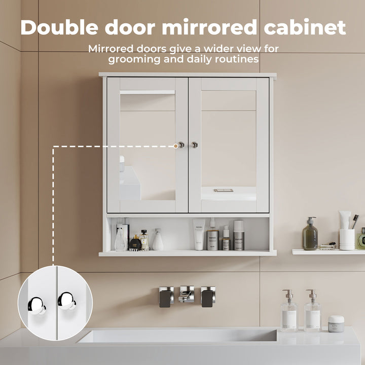 Bathroom Mirror Cabinet Storage Toilet Cupboard Wall Mounted Shelves