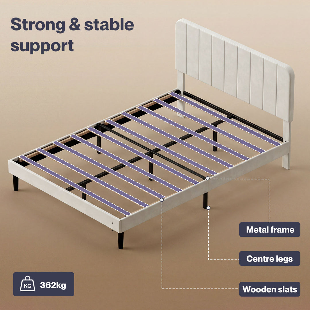 Double Bed Frame Upholstered Adjustable Headboard Platform Mattress Base