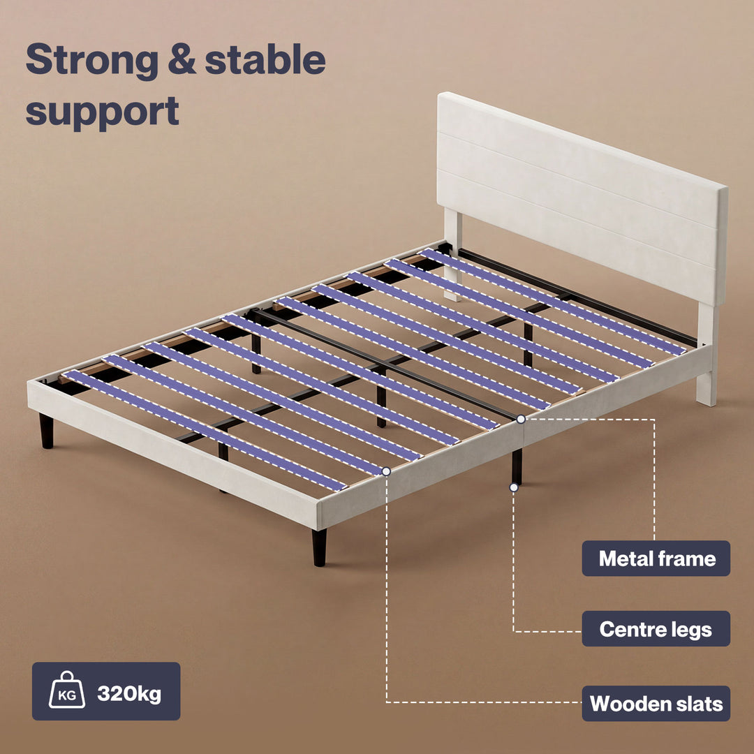 Bed Frame Upholstered Adjustable Headboard Mattress Base