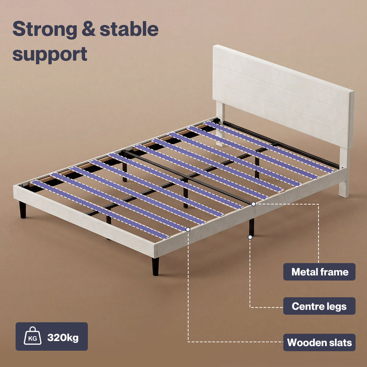 Bed Frame Upholstered Adjustable Headboard Mattress Base