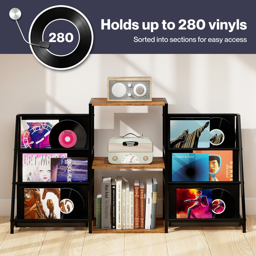 Record Player Stand Vinyl Storage Up to 280 Albums Turntable Stand Shelf