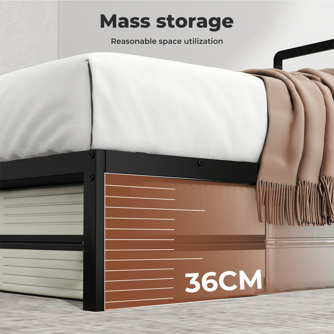 Double Bed Frame Metal Base Platform Headboard Heavy Duty Mass Storage