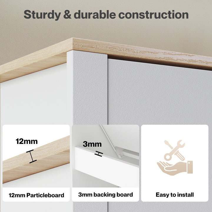 Narrow Shoe Cabinet Organiser Storage Rack Flip-up Drawer 12 Pairs White