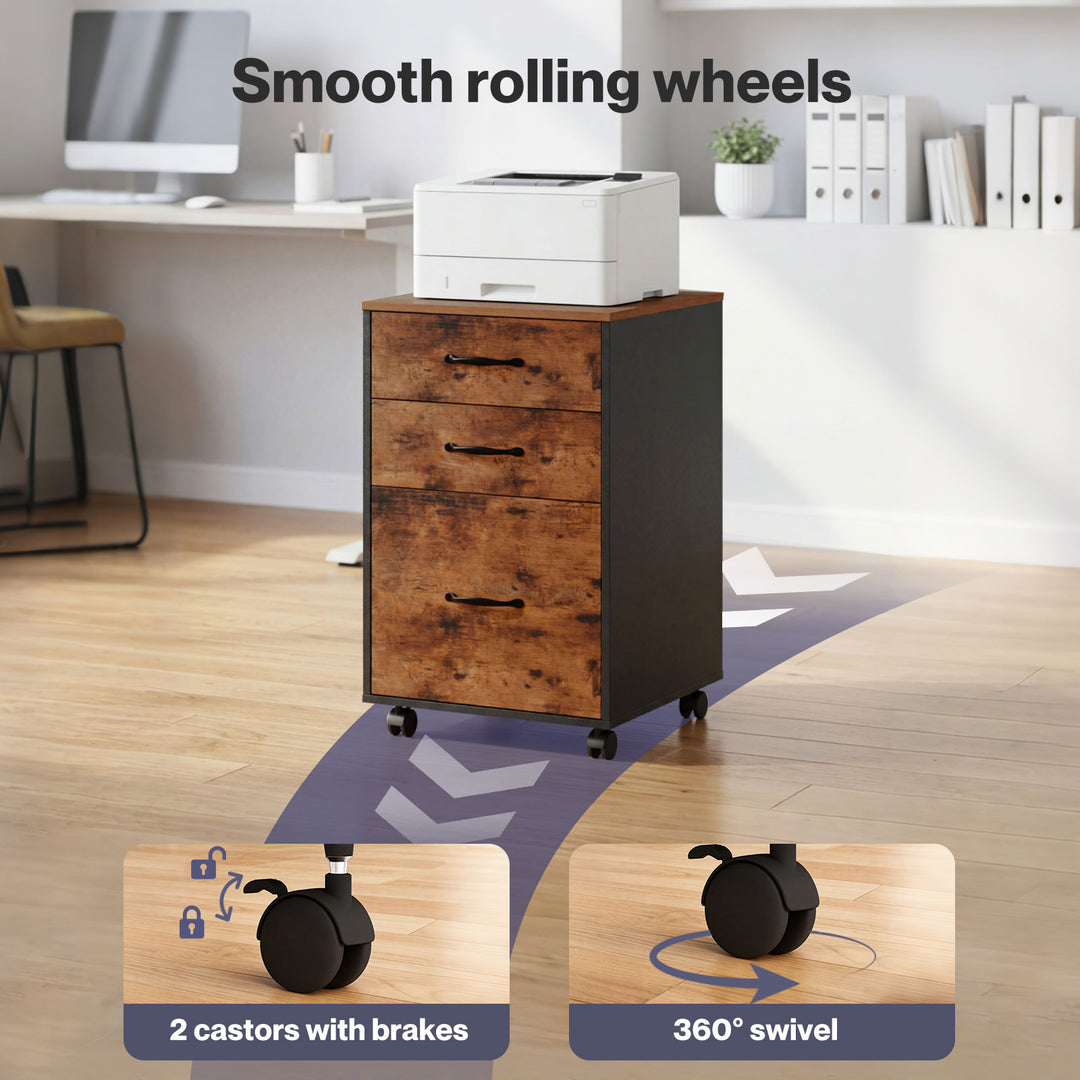 3-Drawer File Cabinet Mobile Filing Storage Cabinet Organiser Home Office