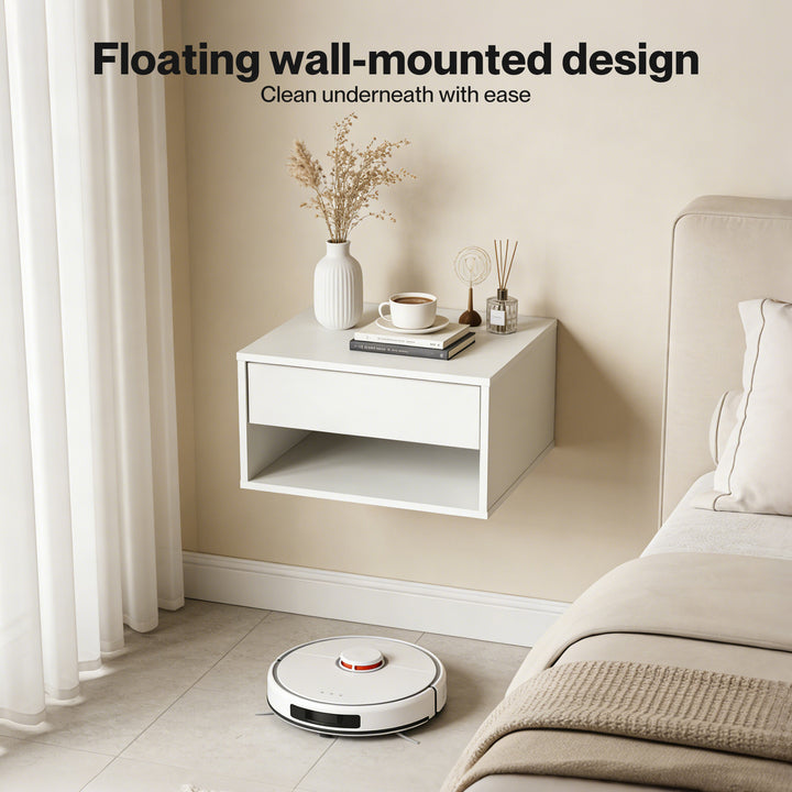 2 Floating Bedside Tables Side Table Storage Nightstand Bedroom Cabinet