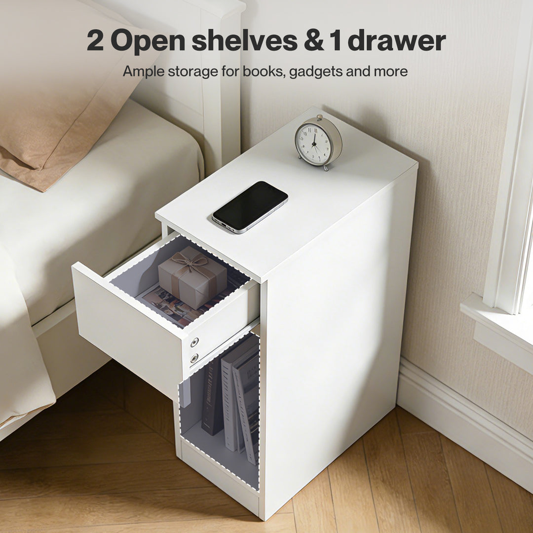 Slim Bedside Table Nightstand Side Table Storage Bedroom Narrow Cabinet
