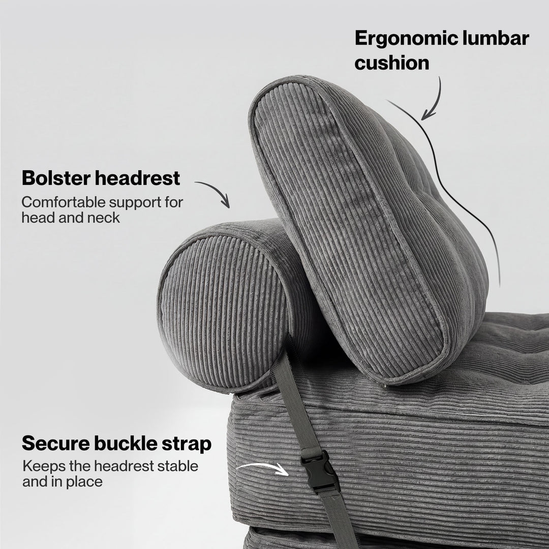 Convertible Sofa Bed Foldable Single Sleeper Bed Compact Living Room Grey