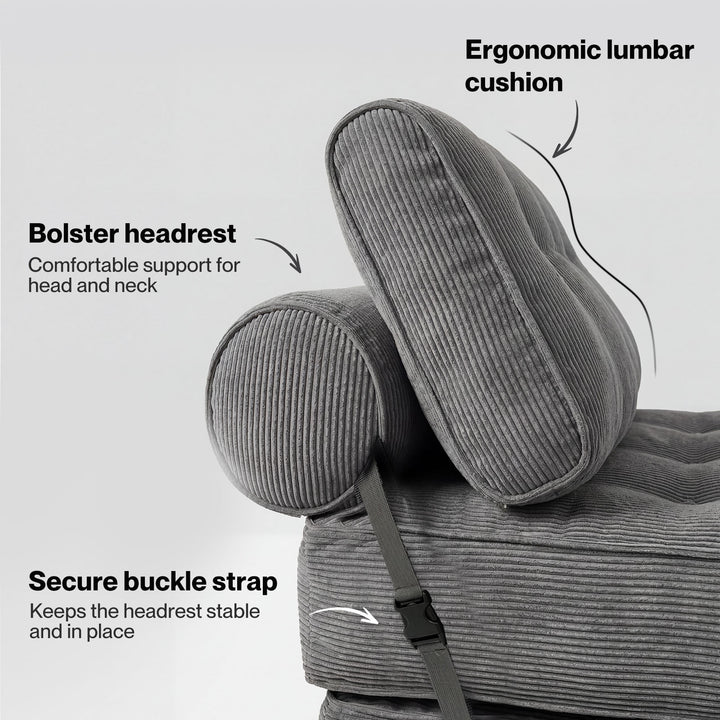 Convertible Sofa Bed Foldable Single Sleeper Bed Compact Living Room Grey