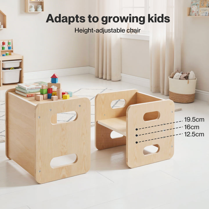 Kids Table and Chair Set Dining Adjustable Toddler Activity Desk Wood