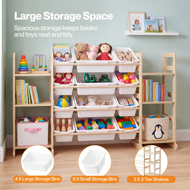 Kids Toy Box Organiser 12 Bins 6 Shelves Display Storage Rack Playroom