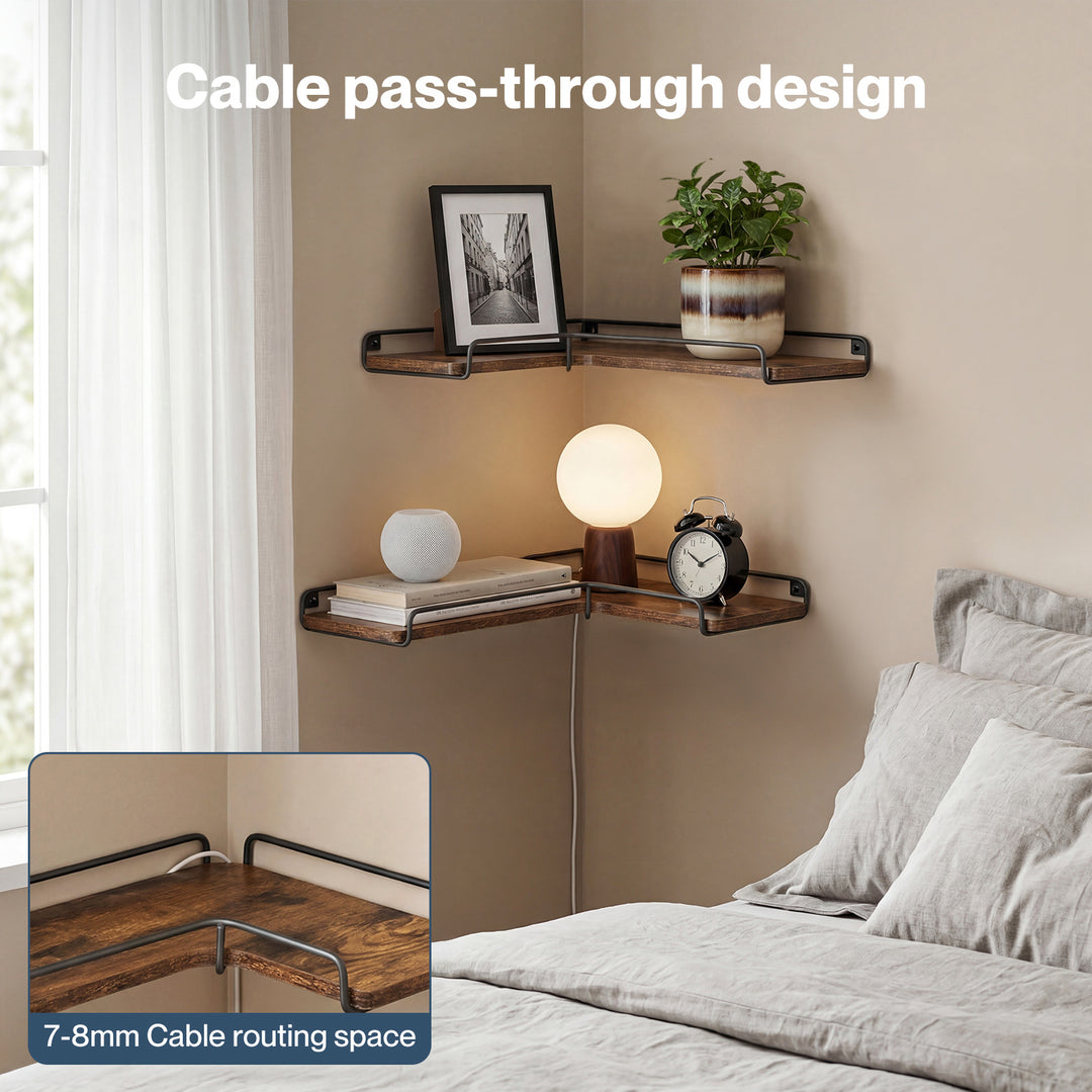 Floating Shelf DIY Corner Wall Shelf 2Pcs Storage Display Rack Bedroom