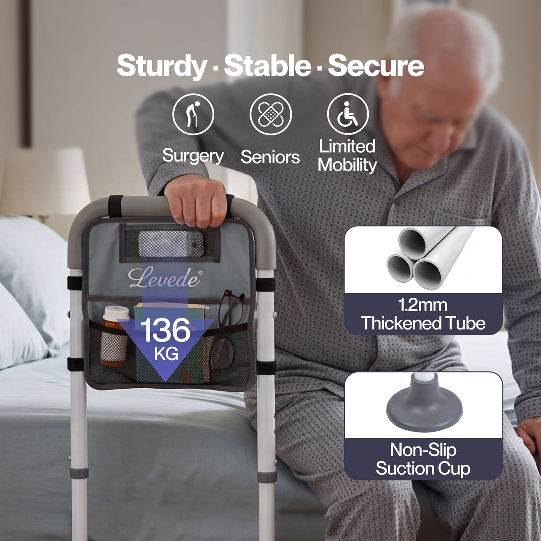 Bed Rail Elderly Adjustable Safety Handle Bed Assist Motion Sensor Light