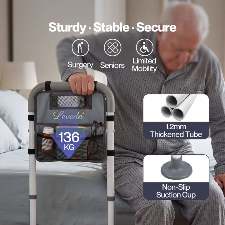 Bed Rail Elderly Adjustable Safety Handle Bed Assist Motion Sensor Light
