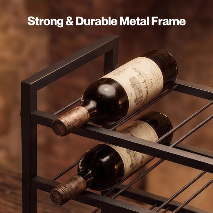 Wine Rack 16 Bottle 4-Tier Metal Display Storage Organizer Adjustable Bar