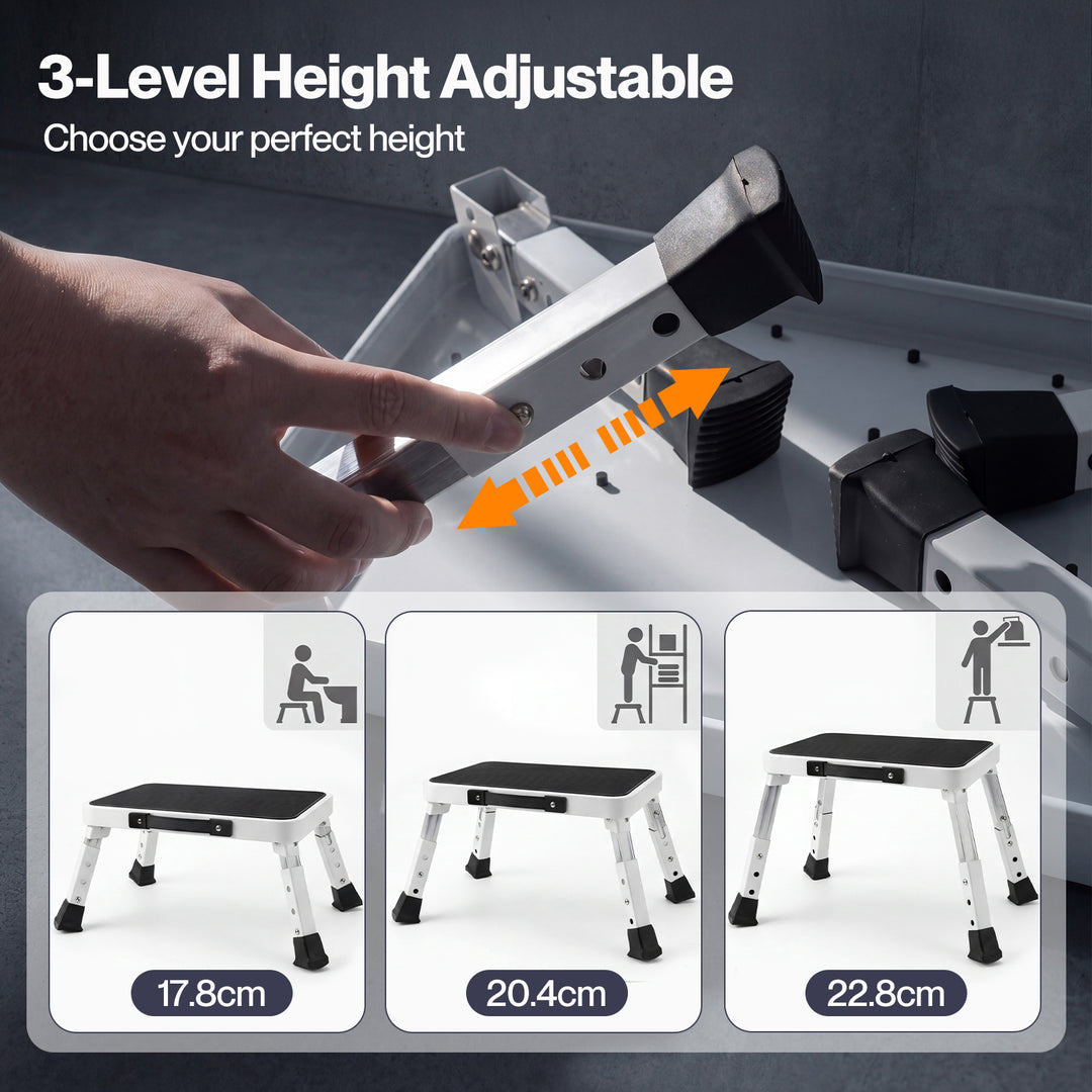 Folding Aluminium Step Stool 150kg 3 Height Adjustable Portable Multi-Use