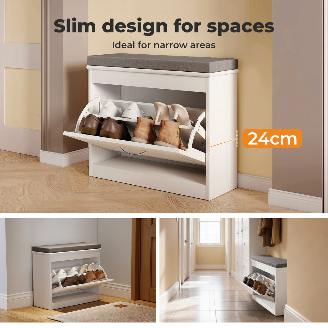 60cm Shoe Rack Storage Cabinet Bench Cosy Padded Seat Organiser Cupboard