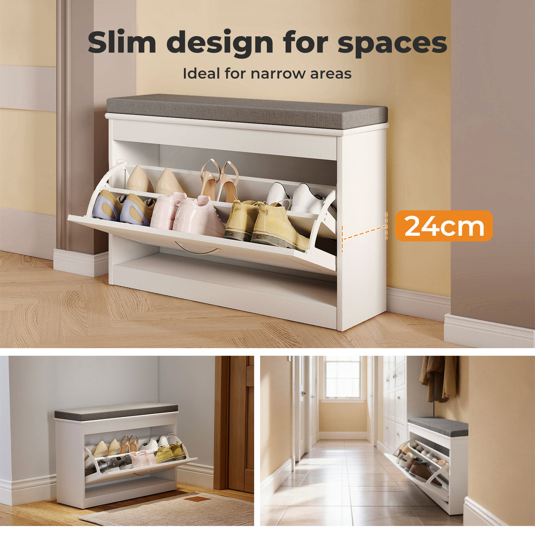 75cm Shoe Rack Storage Cabinet Bench Cosy Padded Seat Organiser Cupboard