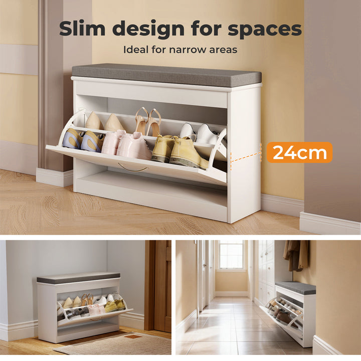 75cm Shoe Rack Storage Cabinet Bench Cosy Padded Seat Organiser Cupboard