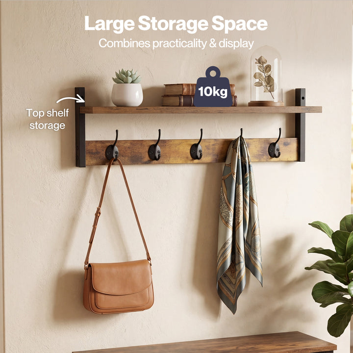 Coat Rack Shelf Wall Mounted Entryway Double Hook Wall Floating Hat Rack