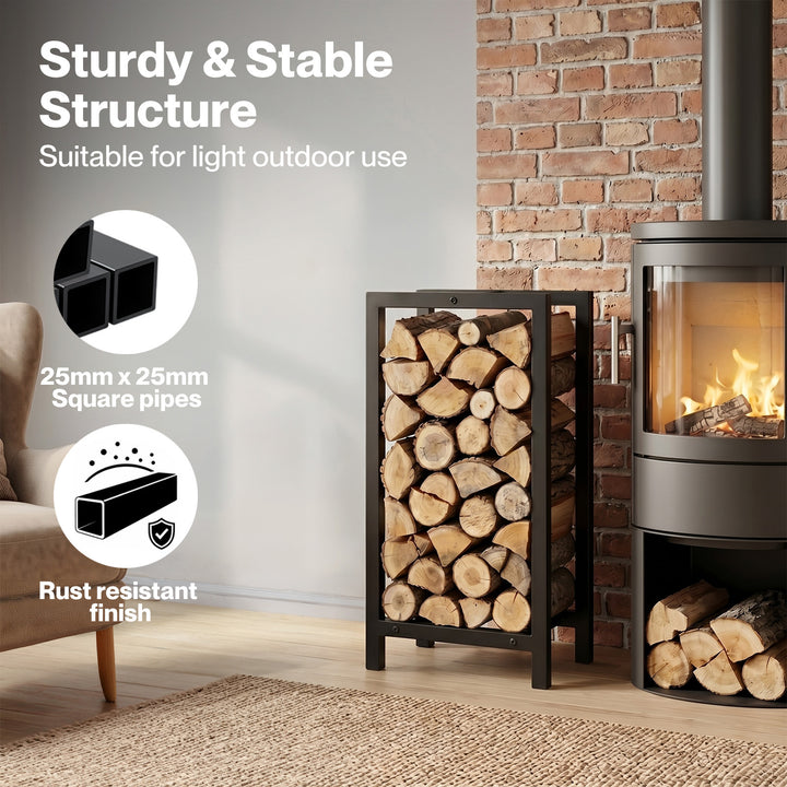 Firewood Rack Metal Outdoor Storage Log Holder Fireplace 30 x 22 x 59cm