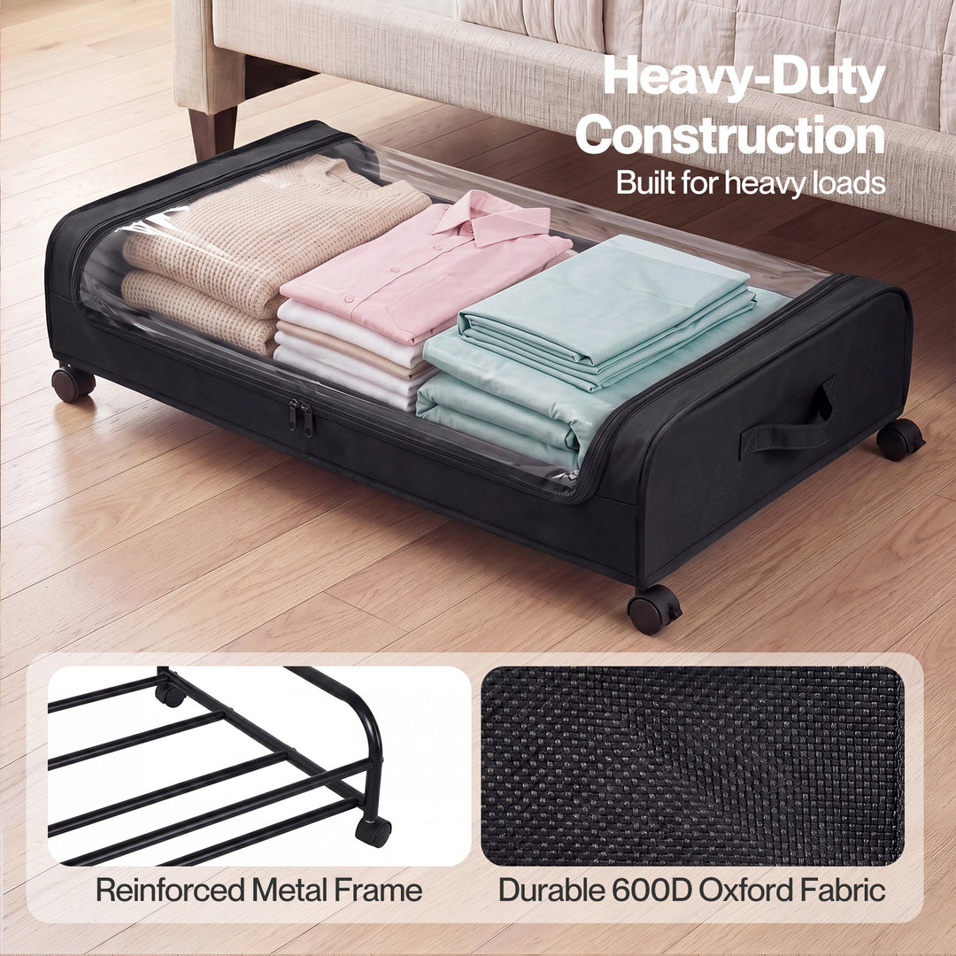 2X Under Bed Storage Containers for Shoe and Apparel Clear-Lidded