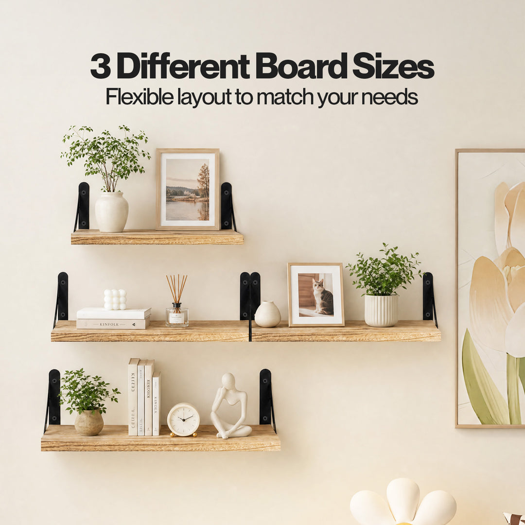 Floating Wall Shelves 4Pcs Rustic Wood Storage Display Rack Bookshelf