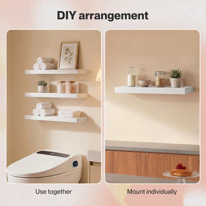Floating Wall Shelf 2 & 3 PCS Wall Mounted Shelves Book Display Storage Rack