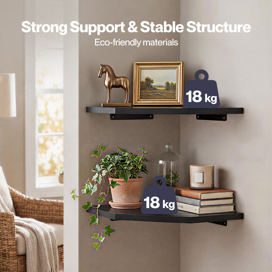 Corner Shelves 2 Pcs Wall Mounted Storage Display Rack Adjustable Bedroom